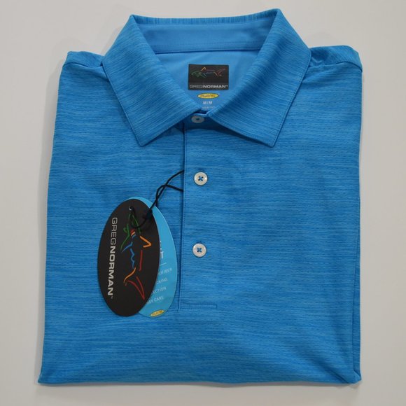Greg Norman Play Dry® Heather Solid Polo Color Atlantic Blue Heather Size M(New) - Picture 8 of 8